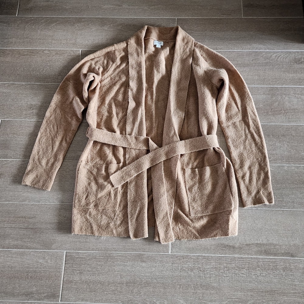 J. Crew Factory Belted Wrap Cardigan in Extra Soft Yarn